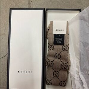 Gucci Tan GG Logo Socks